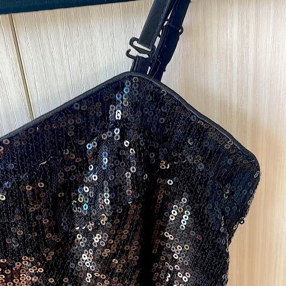 Stunning Black Sequin Corset Tank Top - Picture 3 of 8